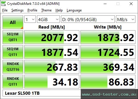 CrystalDiskMark Benchmark TEST: Lexar SL500 1TB