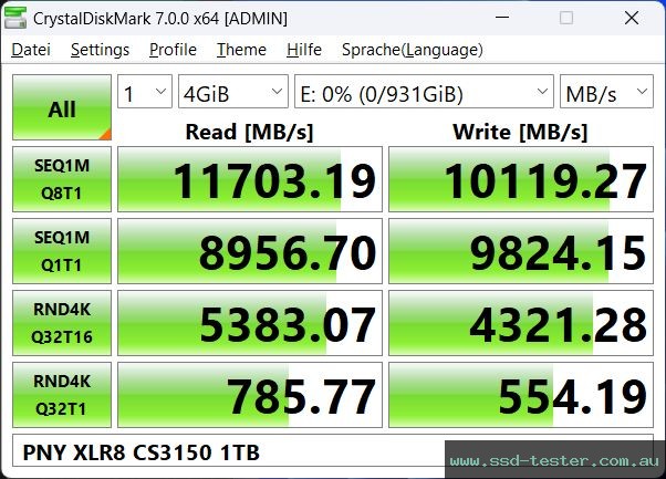 CrystalDiskMark Benchmark TEST: PNY XLR8 CS3150 1TB