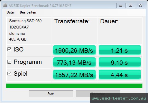 AS SSD TEST: Samsung 980 PRO 500GB