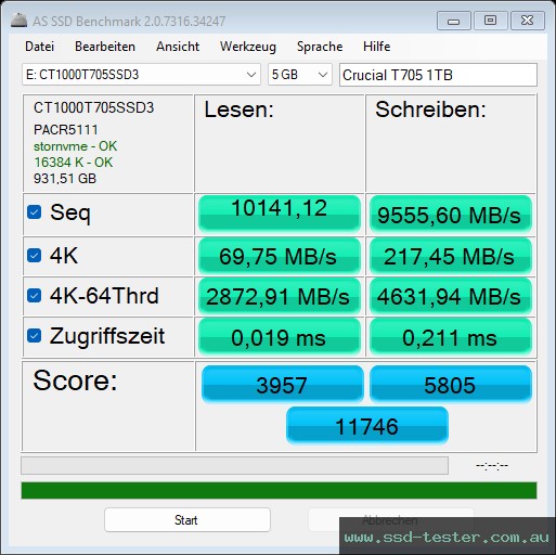 AS SSD TEST: Crucial T705 1TB