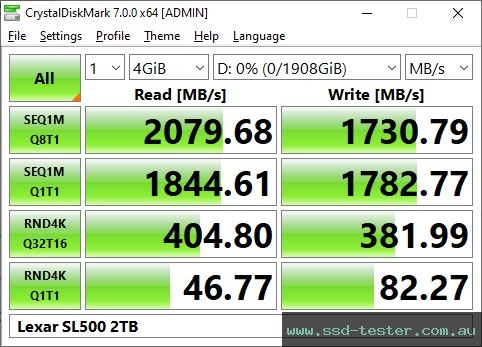 CrystalDiskMark Benchmark TEST: Lexar SL500 2TB