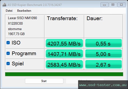 AS SSD TEST: Lexar Professional NM1090 Pro 2TB