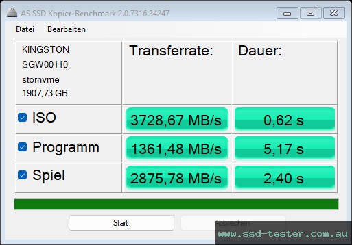 AS SSD TEST: Kingston FURY Renegade G5 2TB