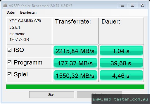 AS SSD TEST: ADATA XPG Gammix S70 2TB