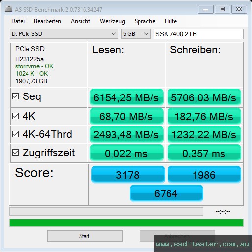 AS SSD TEST: SSK 7400 2TB