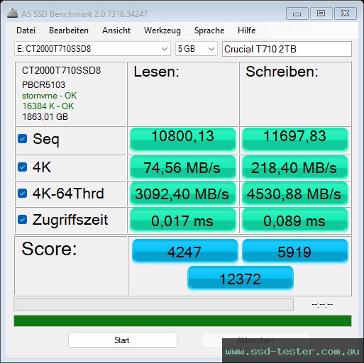 AS SSD TEST: Crucial T710 2TB