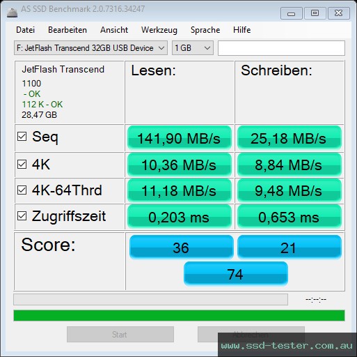 AS SSD TEST: Transcend JetFlash 700 32GB