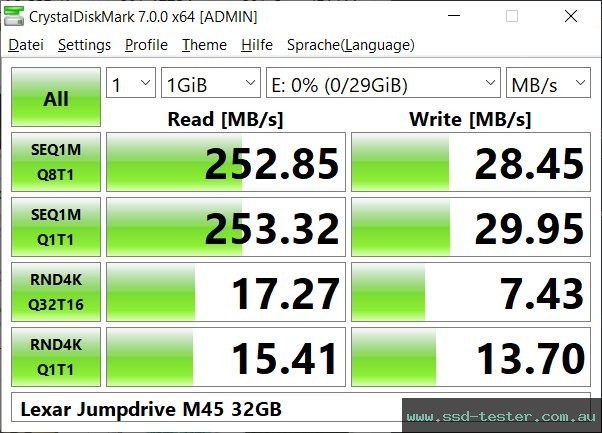 CrystalDiskMark Benchmark TEST: Lexar Jumpdrive M45 32GB