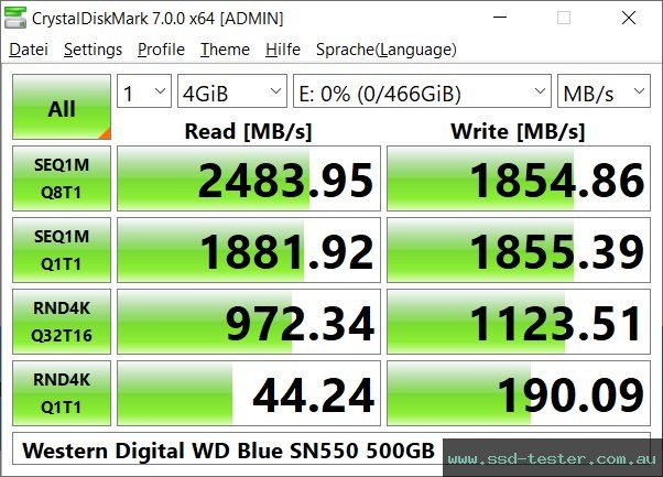 CrystalDiskMark Benchmark TEST: Western Digital WD Blue SN550 500GB