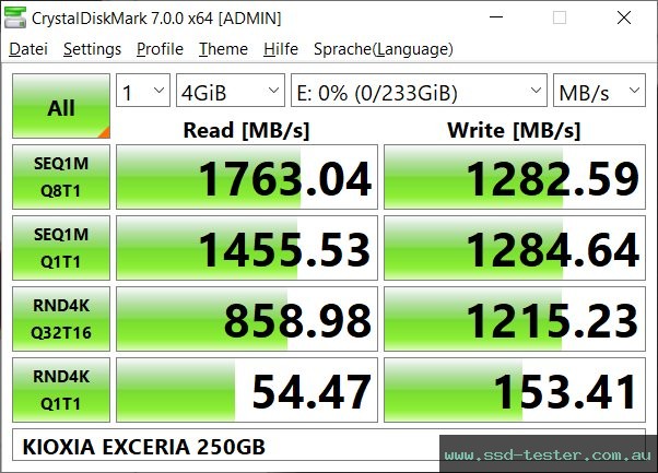 CrystalDiskMark Benchmark TEST: KIOXIA EXCERIA 250GB