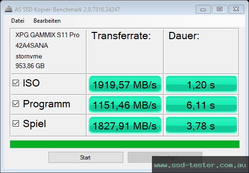 AS SSD TEST: ADATA XPG Gammix S11 Pro 1TB