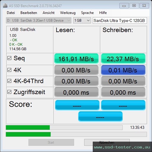 AS SSD TEST: SanDisk Ultra Type-C 128GB