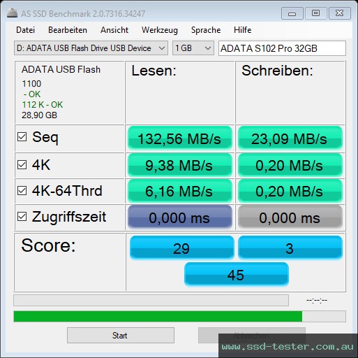 AS SSD TEST: ADATA S102 Pro 32GB