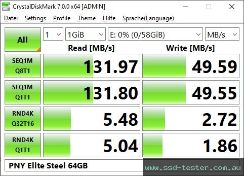 CrystalDiskMark Benchmark TEST: PNY Elite Steel 64GB