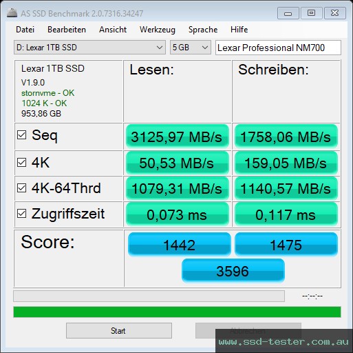 AS SSD TEST: Lexar Professional NM700 1TB