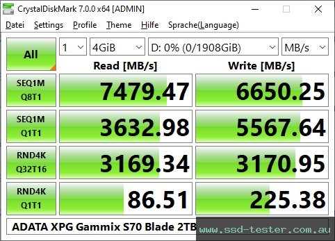 CrystalDiskMark Benchmark TEST: ADATA XPG Gammix S70 Blade 2TB