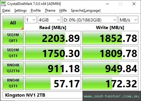 CrystalDiskMark Benchmark TEST: Kingston NV1 2TB