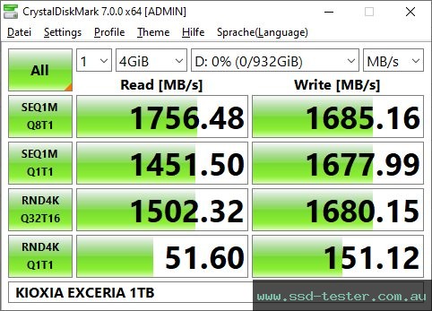 CrystalDiskMark Benchmark TEST: KIOXIA EXCERIA 1TB