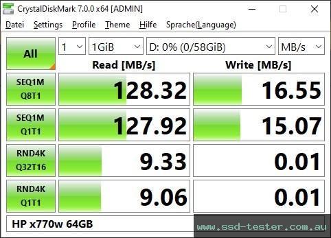 CrystalDiskMark Benchmark TEST: HP x770w 64GB