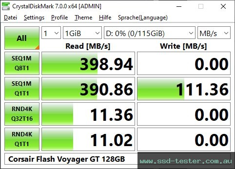 CrystalDiskMark Benchmark TEST: Corsair Flash Voyager GT 128GB