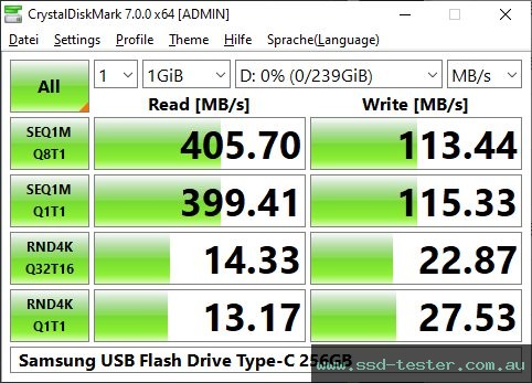 CrystalDiskMark Benchmark TEST: Samsung USB Flash Drive Type-C 256GB