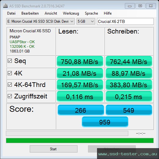 AS SSD TEST: Crucial X6 2TB