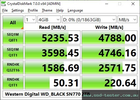 CrystalDiskMark Benchmark TEST: Western Digital WD_BLACK SN770 2TB