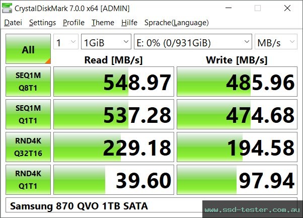 CrystalDiskMark Benchmark TEST: Samsung 870 QVO 1TB