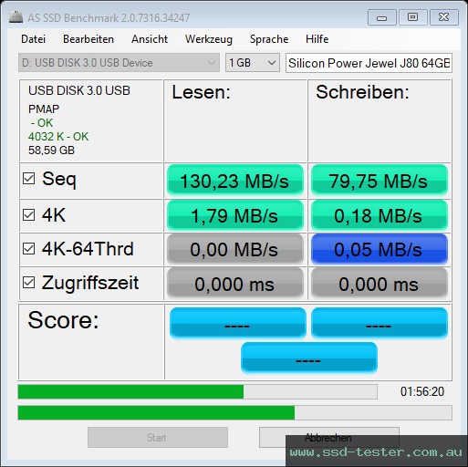 AS SSD TEST: Silicon Power Jewel J80 64GB