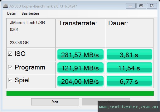 AS SSD TEST: MediaRange Performance Drive 256GB