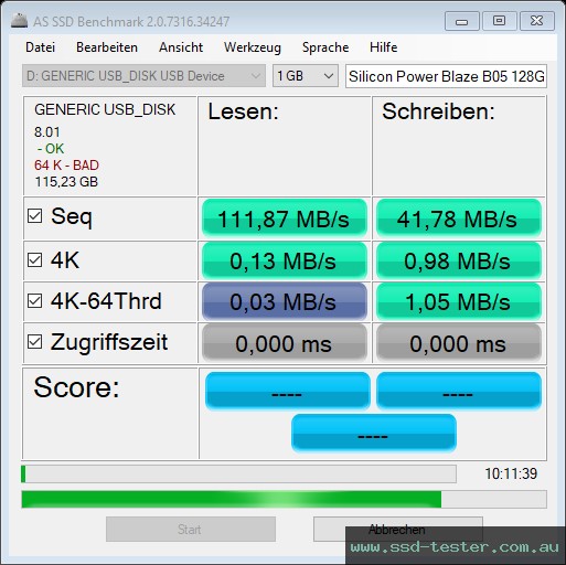 AS SSD TEST: Silicon Power Blaze B05 128GB