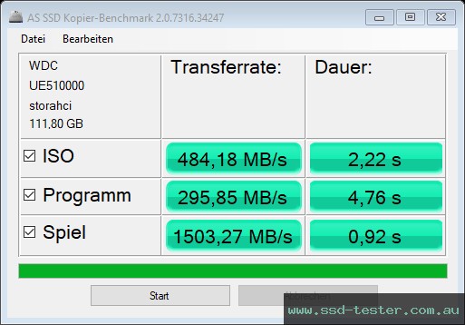 AS SSD TEST: Western Digital WD Green 120GB