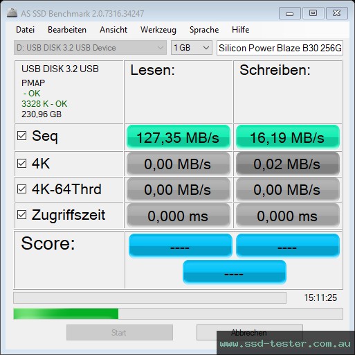 AS SSD TEST: Silicon Power Blaze B30 256GB