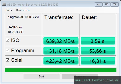 AS SSD TEST: Kingston XS1000 Portable SSD 2TB