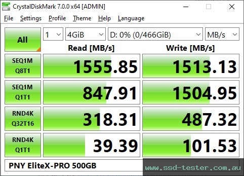 CrystalDiskMark Benchmark TEST: PNY EliteX-PRO 500GB