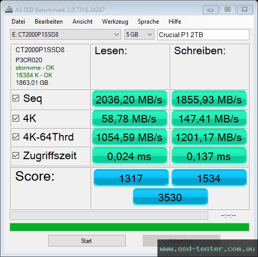 AS SSD TEST: Crucial P1 2TB