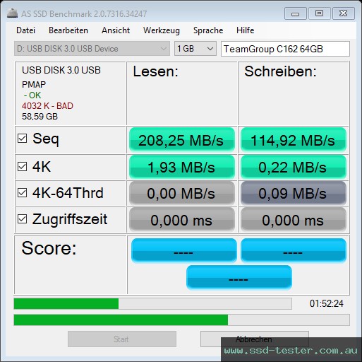 AS SSD TEST: TeamGroup C162 64GB