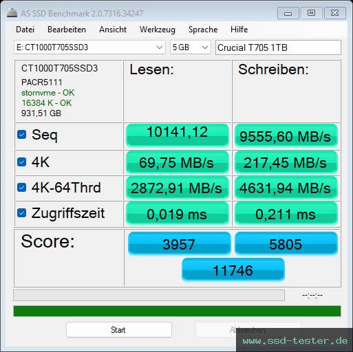 AS SSD TEST: Crucial T705 1TB