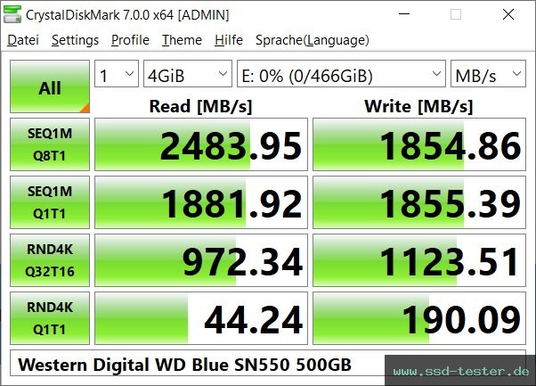 CrystalDiskMark Benchmark TEST: Western Digital WD Blue SN550 500GB