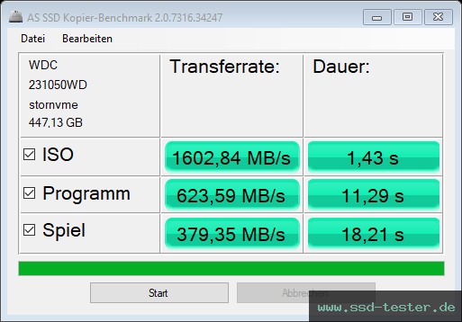 AS SSD TEST: Western Digital WD Green SN350 480GB