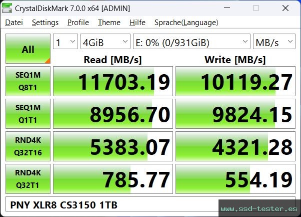 CrystalDiskMark Benchmark TEST: PNY XLR8 CS3150 1TB