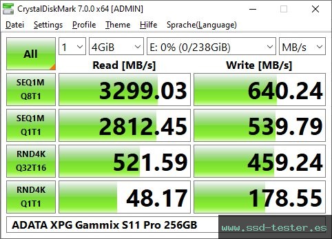 CrystalDiskMark Benchmark TEST: ADATA XPG Gammix S11 Pro 256GB