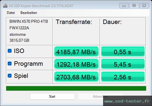 AS SSD TEST: Biwin Black Opal X570 PRO 4To