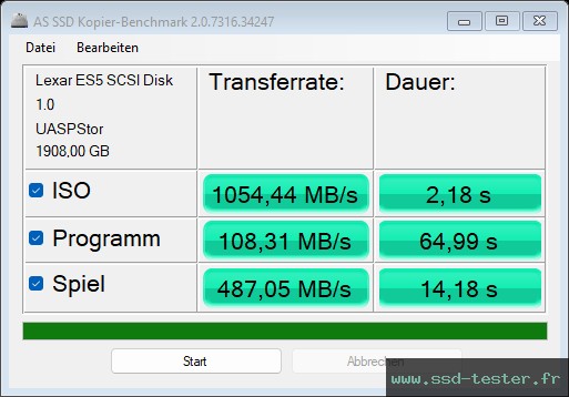 AS SSD TEST: Lexar ES5 2To
