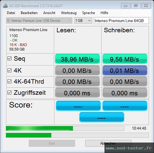 AS SSD TEST: Intenso Premium Line 64Go