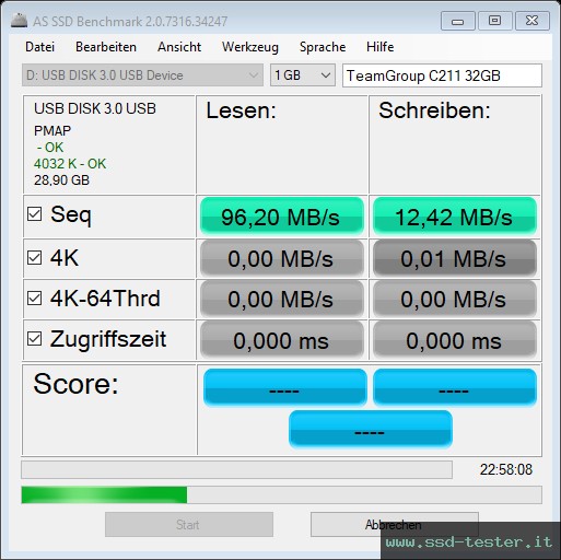 AS SSD TEST: TeamGroup C211 32GB