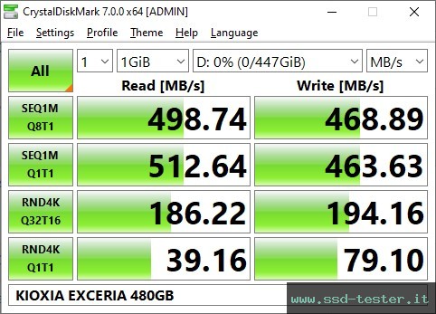 CrystalDiskMark Benchmark TEST: KIOXIA EXCERIA 480GB