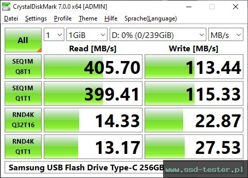 CrystalDiskMark Benchmark TEST: Samsung USB Flash Drive Type-C 256GB
