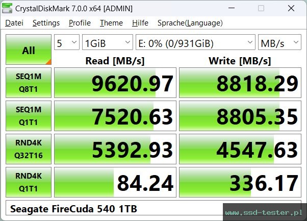 CrystalDiskMark Benchmark TEST: Seagate FireCuda 540 1TB
