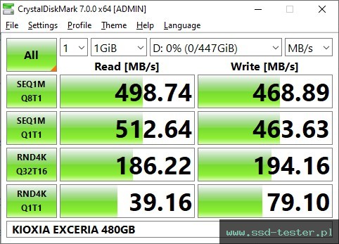 CrystalDiskMark Benchmark TEST: KIOXIA EXCERIA 480GB